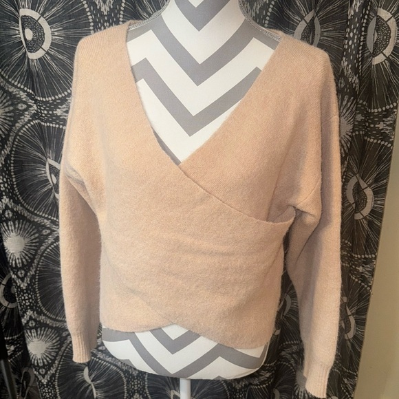 Tan ANDREE By Unit Cross Front Sweater - Size Medium - Picture 1 of 10